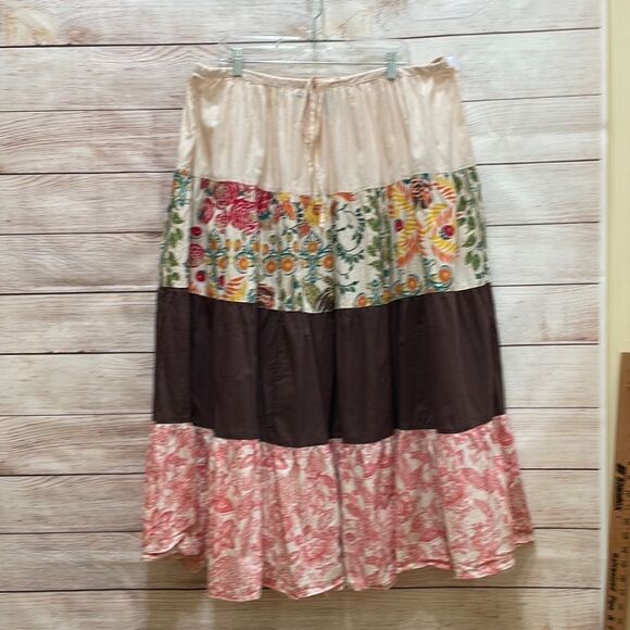 APOSTROPHE PEASANT BOHO‎ TIERED MAXI SKIRT - Picture 1 of 7